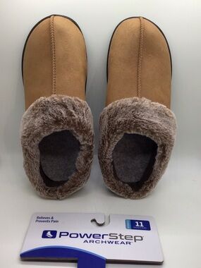 PowerStep Women's Tan Faux-Shearling Slippers